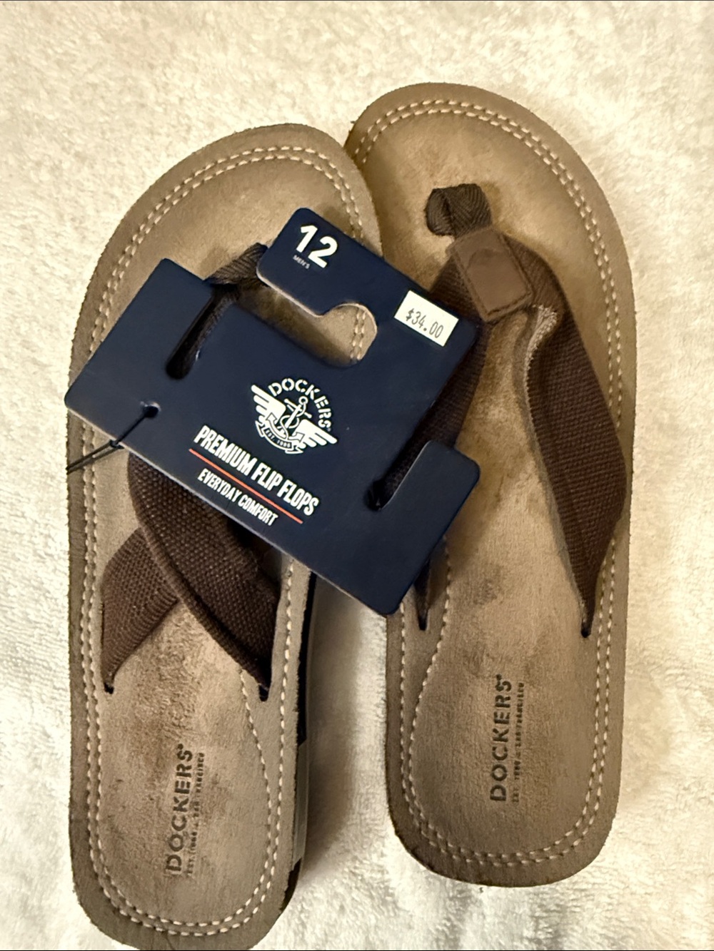 Dockers Men's Dark Brown Suede-Look Flip Flop Sandals - Picture 3 of 4